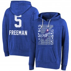 Los Angeles Dodgers Freddie Freeman Majestic Threads Royal 2025 World Series Champions Name & Number Tri-Blend Hoodie