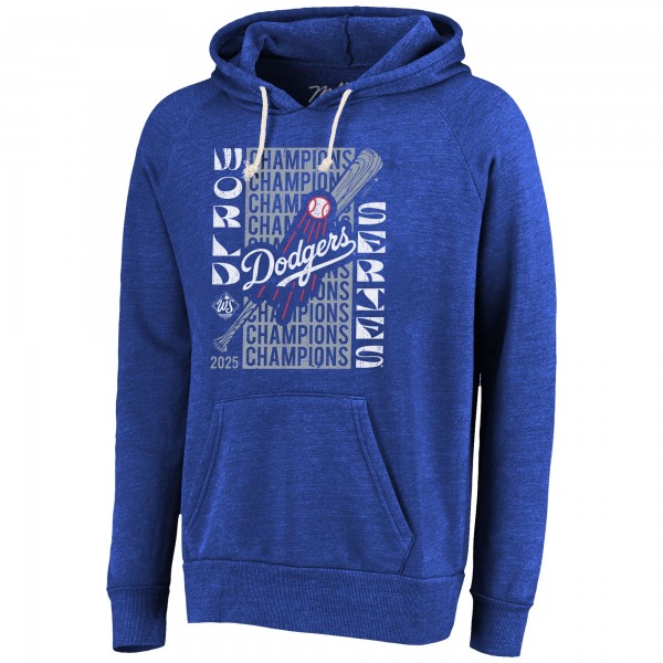Los Angeles Dodgers Freddie Freeman Majestic Threads Royal 2025 World Series Champions Name & Number Tri-Blend Hoodie