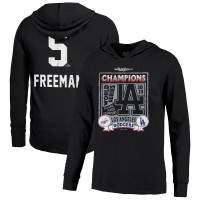 Los Angeles Dodgers Freddie Freeman Majestic Threads Black 2025 World Series Champions Name & Number Lightweight Hoodie