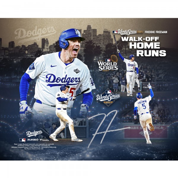 Freddie Freeman Los Angeles Dodgers Autographed Fanatics Authentic 8 x 10 2024 & 2025 World Series Walk-Off Home Run Collage Photograph