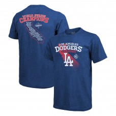 Los Angeles Dodgers Majestic Threads Royal 2025 World Series Champions Tri-Blend Roster T-Shirt