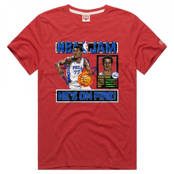 Unisex Philadelphia 76ers VJ Edgecombe Homage Red NBA Jam Tri-Blend T-Shirt
