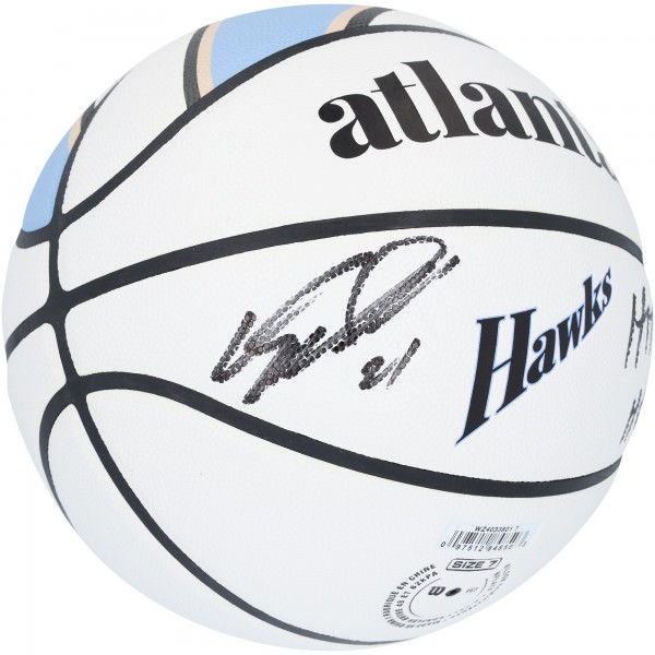 Dominique Wilkins Atlanta Hawks Autographed Fanatics Authentic Wilson City Edition 2024-25 Collector Basketball with HHF & HOF 06 Inscriptions