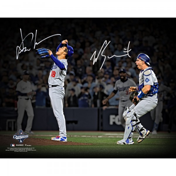 Yoshinobu Yamamoto & Will Smith Los Angeles Dodgers Autographed 2025 MLB World Series Champions 16 x 20 Last Out Photograph