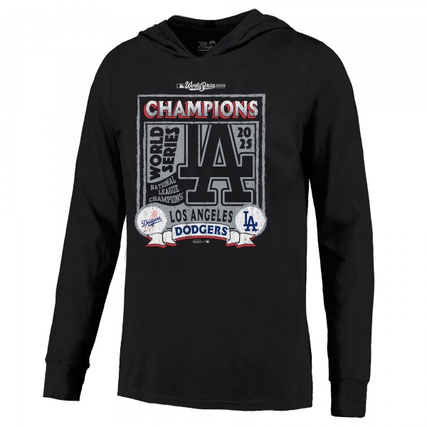 Los Angeles Dodgers Yoshinobu Yamamoto Majestic Threads Black 2025 World Series Champions Lightweight Hoodie