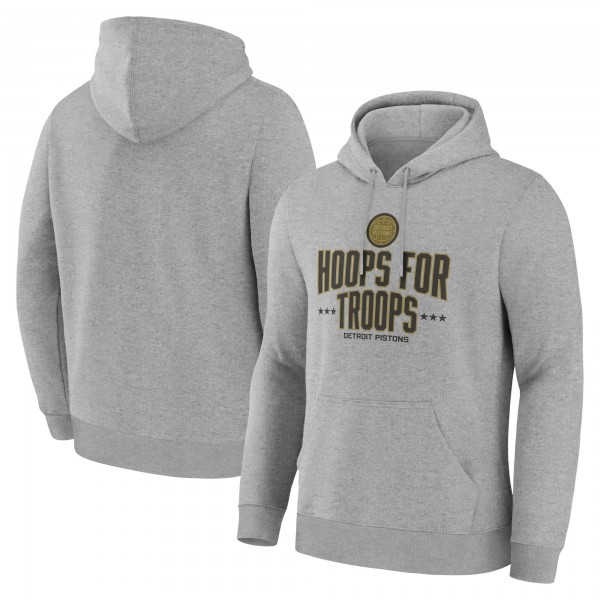 Detroit Pistons Gray Hoops For Troops Hoodie