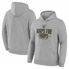 Milwaukee Bucks Gray Hoops For Troops Hoodie