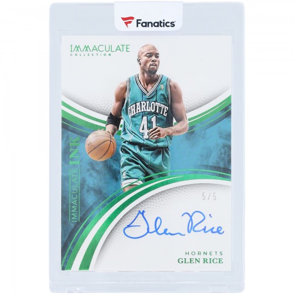 Glen Rice Charlotte Hornets Autographed 2024-25 Panini Immaculate Collection Green Immaculate Ink #INK-GRC #5/5 Card