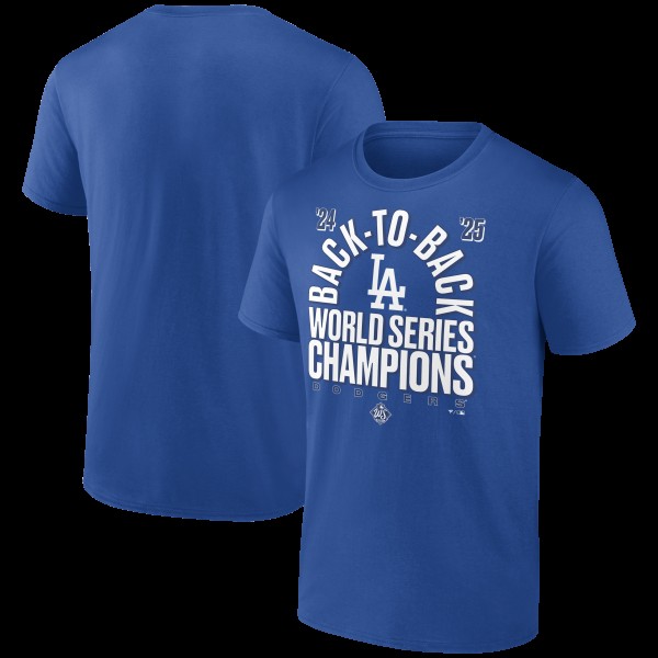 Los Angeles Dodgers Royal Back-to-Back World Series Champions T-Shirt