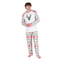 Milwaukee Bucks Concepts Sport White Tidings All-Over Print Knit Long Sleeve Top & Pants Set