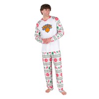 New York Knicks Concepts Sport White Tidings All-Over Print Knit Long Sleeve Top & Pants Set