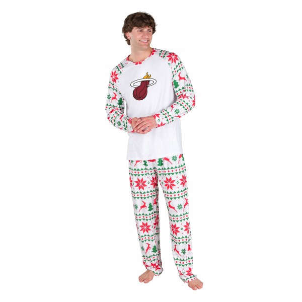Miami Heat Concepts Sport White Tidings All-Over Print Knit Long Sleeve Top & Pants Set