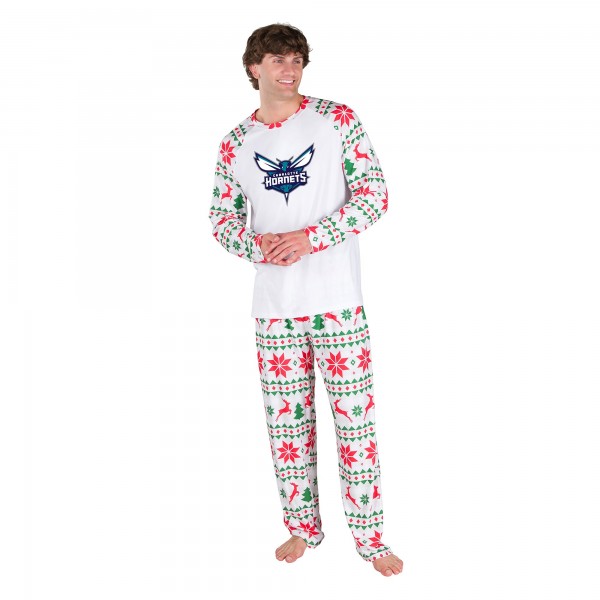 Charlotte Hornets Concepts Sport White Tidings All-Over Print Knit Long Sleeve Top & Pants Set