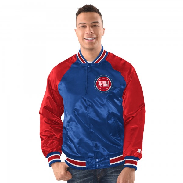 Detroit Pistons Starter Blue/Red Inductee Raglan Full-Snap Varsity Jacket