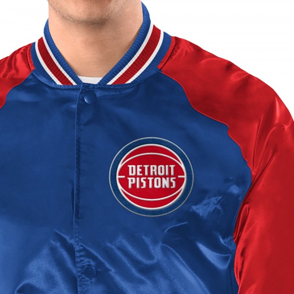 Detroit Pistons Starter Blue/Red Inductee Raglan Full-Snap Varsity Jacket