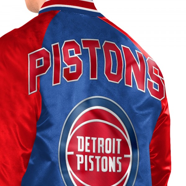 Detroit Pistons Starter Blue/Red Inductee Raglan Full-Snap Varsity Jacket