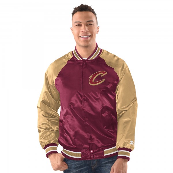 Cleveland Cavaliers Starter Wine/Gold Inductee Raglan Full-Snap Varsity Jacket