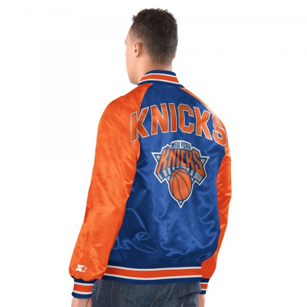 New York Knicks Starter Blue/Orange Inductee Raglan Full-Snap Varsity Jacket