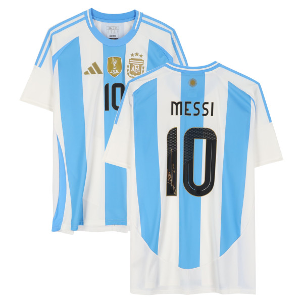 Джерси с автографом Lionel Messi Argentina National Team Fanatics Authentic 2024-25 Home adidas