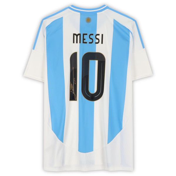Джерси с автографом Lionel Messi Argentina National Team Fanatics Authentic 2024-25 Home adidas