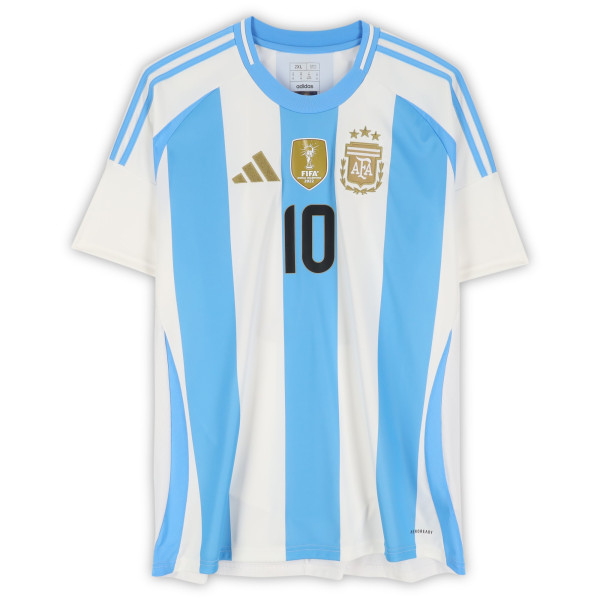 Джерси с автографом Lionel Messi Argentina National Team Fanatics Authentic 2024-25 Home adidas