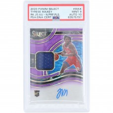 Tyrese Maxey Philadelphia 76ers Autographed 2020-21 Panini Select Purple Pulsar Relic #RJA-MAX #6/15 PSA Authenticated 9/10 Rookie Card
