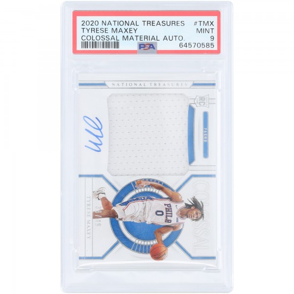Tyrese Maxey Philadelphia 76ers Autographed 2020-21 Panini Treasures Colossal Material Relic #CM-TMX #38/49 PSA Authenticated 9 Rookie Card