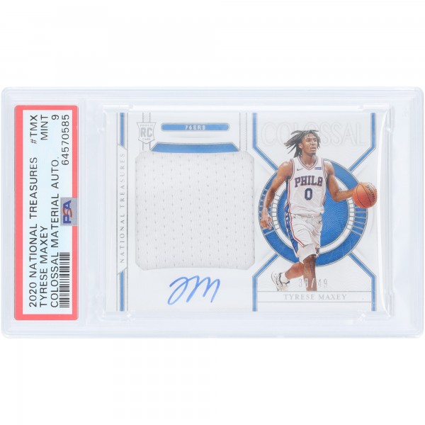 Tyrese Maxey Philadelphia 76ers Autographed 2020-21 Panini Treasures Colossal Material Relic #CM-TMX #38/49 PSA Authenticated 9 Rookie Card