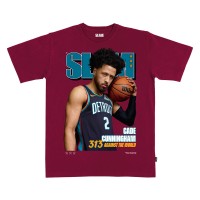 Unisex Detroit Pistons Cade Cunningham SLAM Maroon Cover T-Shirt