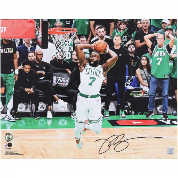 Jaylen Brown Boston Celtics Autographed Fanatics Authentic 16 x 20 2024 NBA Finals Dunking Photograph