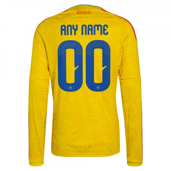 Colombia National Team adidas FIFA x World Cup 2026 Home Replica Long Sleeve Custom Jersey - Yellow