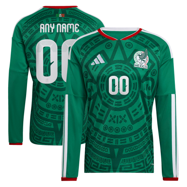 Mexico National Team adidas 2026 Home Replica Long Sleeve Custom Jersey - Green