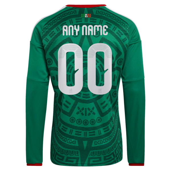 Mexico National Team adidas 2026 Home Replica Long Sleeve Custom Jersey - Green