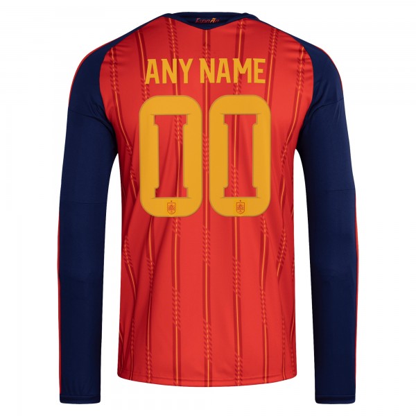 Spain National Team adidas FIFA x World Cup 2026 Home Replica Long Sleeve Custom Jersey - Red