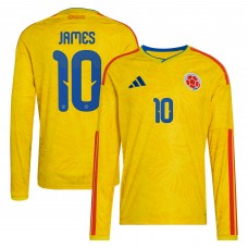 James Rodriguez Colombia National Team adidas 2026 Home Replica Long Sleeve Jersey - Yellow