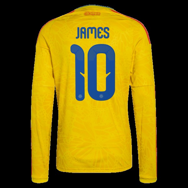James Rodriguez Colombia National Team adidas 2026 Home Replica Long Sleeve Jersey - Yellow