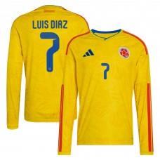 Luis Diaz Colombia National Team adidas 2026 Home Replica Long Sleeve Jersey - Yellow