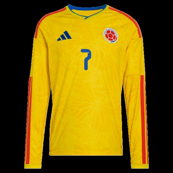 Luis Diaz Colombia National Team adidas 2026 Home Replica Long Sleeve Jersey - Yellow