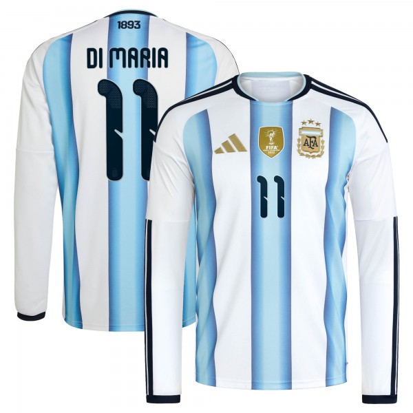Angel Di Maria Argentina National Team adidas 2026 Home Replica Long Sleeve Jersey - White