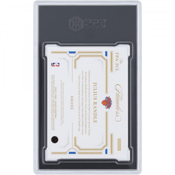 Julius Randle New York Knicks Autographed 2020-21 Panini Flawless Gold Horizontal Patch 4 Color Relic #FPA-JUL #3/10 SGC Authenticated 9.5 Card