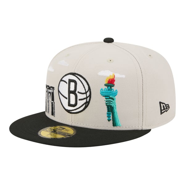 Бейсболка Brooklyn Nets New Era Tan/Black Localized City Icon 59FIFTY