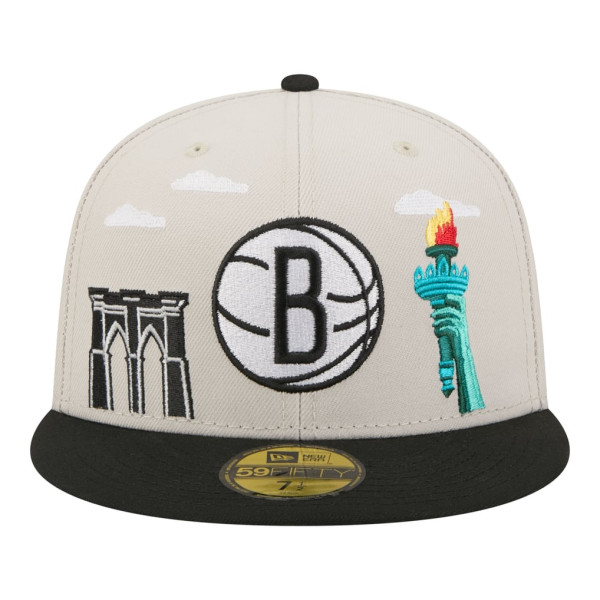 Бейсболка Brooklyn Nets New Era Tan/Black Localized City Icon 59FIFTY