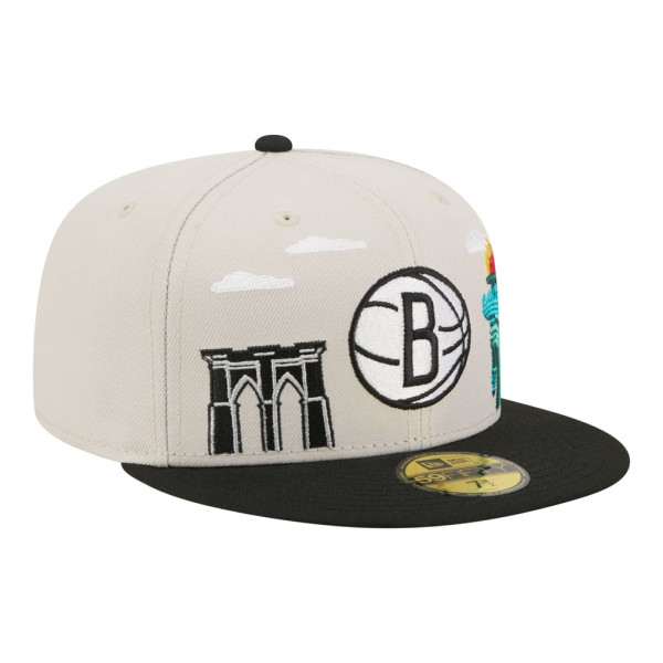 Бейсболка Brooklyn Nets New Era Tan/Black Localized City Icon 59FIFTY