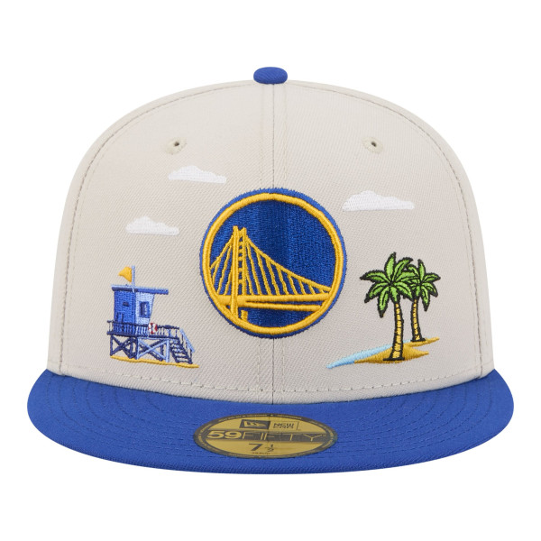 Бейсболка Golden State Warriors New Era Tan/Royal Localized City Icon 59FIFTY
