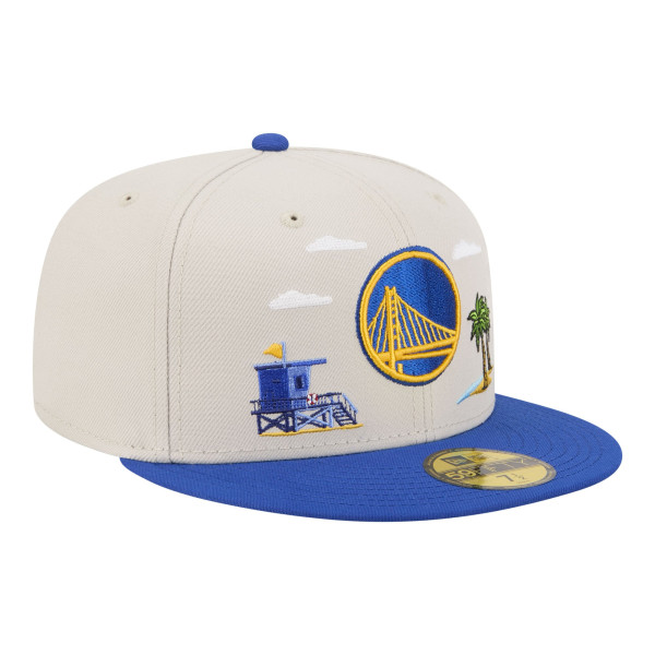 Бейсболка Golden State Warriors New Era Tan/Royal Localized City Icon 59FIFTY