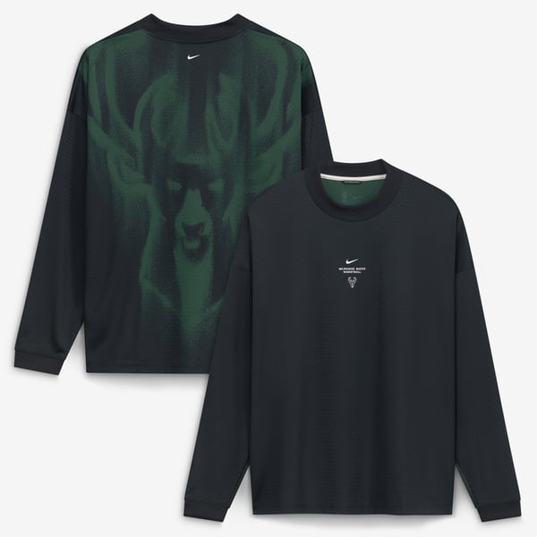 Футболка с длинным рукавом Milwaukee Bucks Nike 2026 Standard Issue Pre-Game Performance - Black