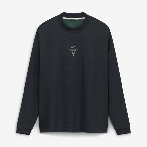 Футболка с длинным рукавом Milwaukee Bucks Nike 2026 Standard Issue Pre-Game Performance - Black