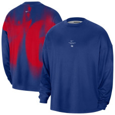 Футболка с длинным рукавом Philadelphia 76ers Nike Royal 2026/27 Standard Issue Pre-Game Performance