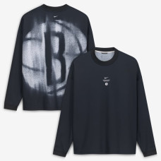 Футболка с длинным рукавом Brooklyn Nets Nike Black 2026 Standard Issue Pre-Game Performance