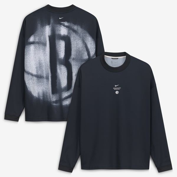Футболка с длинным рукавом Brooklyn Nets Nike Black 2026 Standard Issue Pre-Game Performance